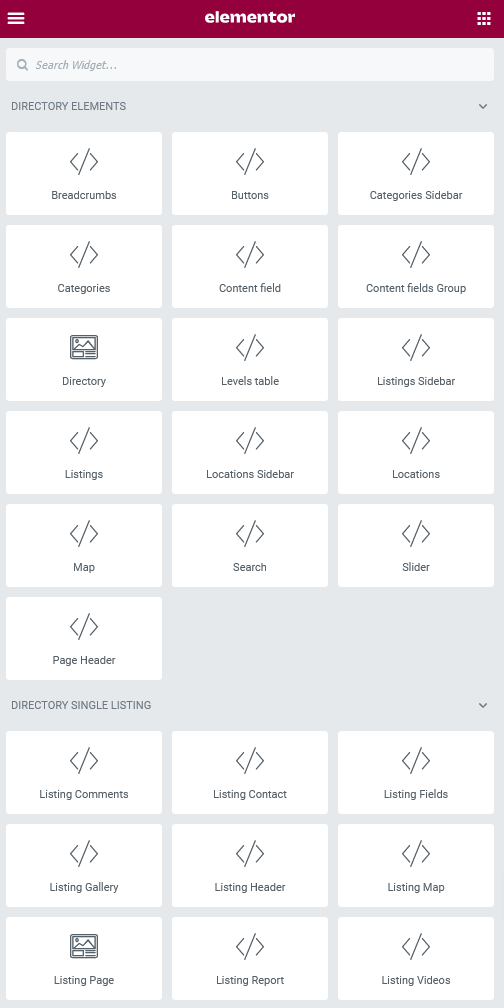 Elementor directory widgets compatible