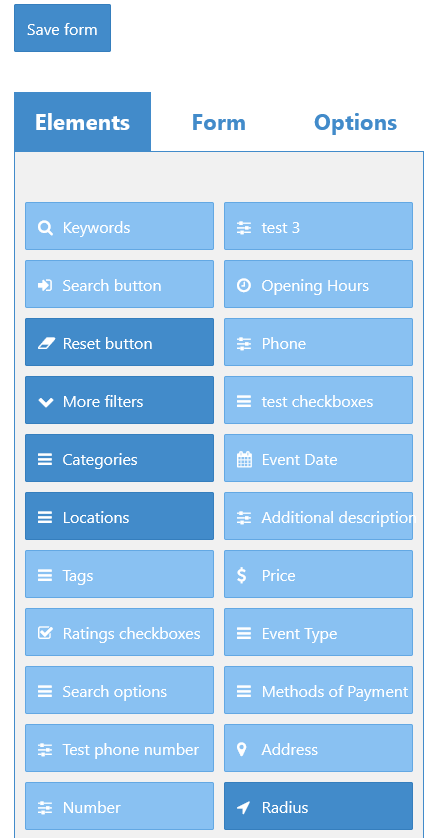 Search form elements